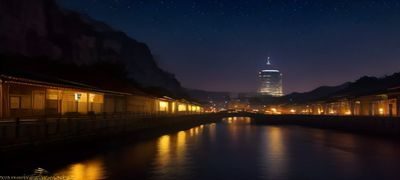 香港夜景霓虹灯下的旧式电影院外墙，大型手绘海报广告牌展示港片宣传画，充满八九十年代香港都市的繁华气息
